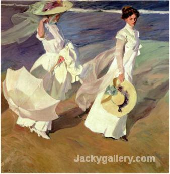 A Walk on the Beach by Joaquin Sorolla y Bastida paintings reproduction